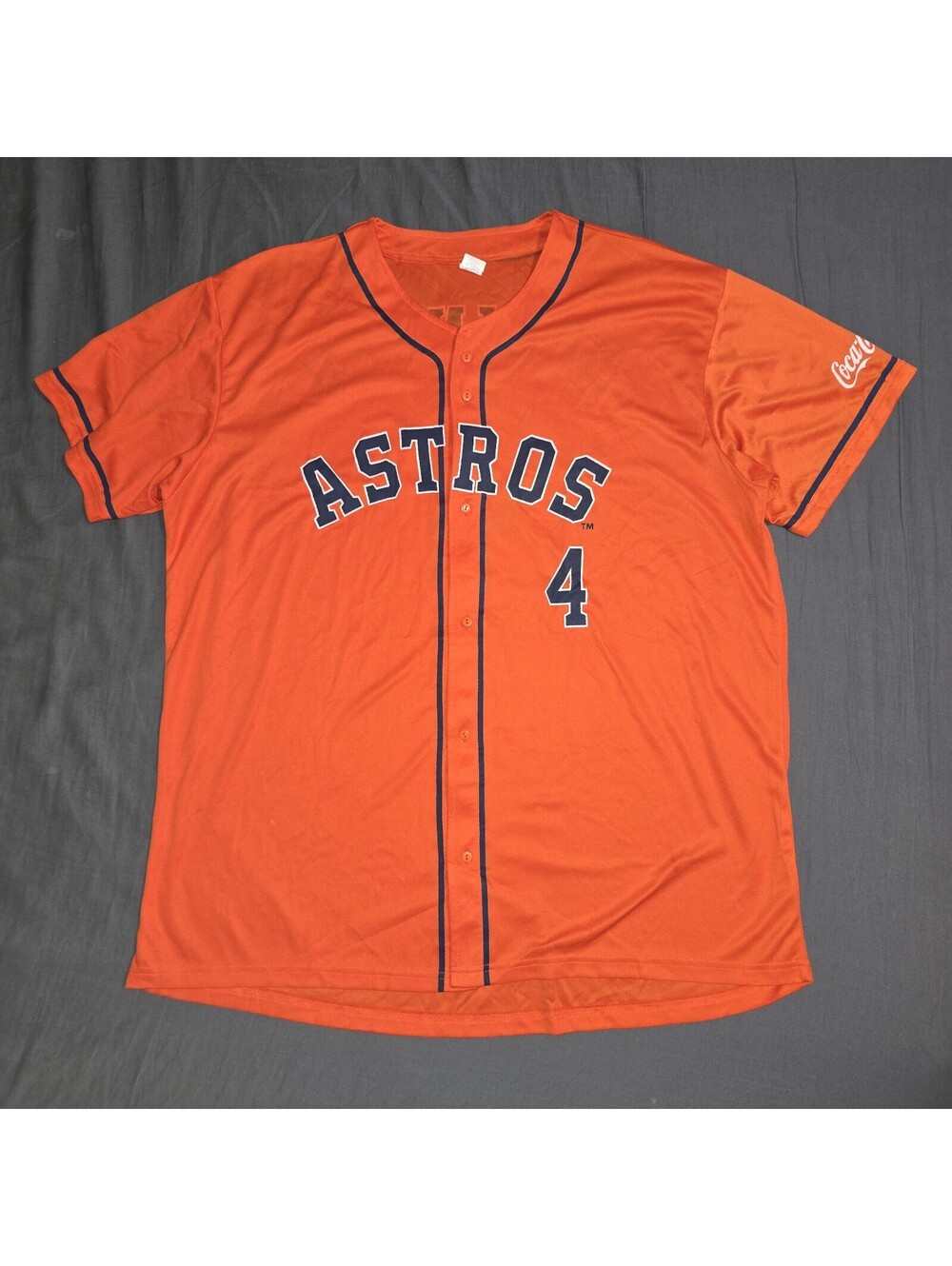Houston Astros Baseball Jersey Orange Coca-Cola Sleeve Logo Mens XL